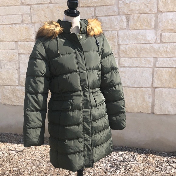 NWT ADRIENNE VITTADINI Long Puffer Coat Jacket with faux fur trim - Picture 8 of 16